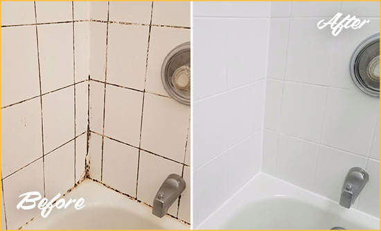 Before and After Picture of a Ellenton Tub Caulked to Remove and Avoid Mold