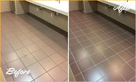 Before and After Picture of a Bradenton Restroom Sealed to Help Protect Against Scratches