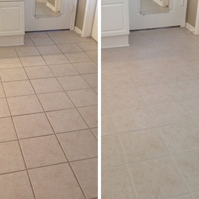 Eliminate the grid-like look on your floor with a grout recoloring process