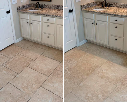 Floor Before and After a Grout Cleaning in Bradenton, FL