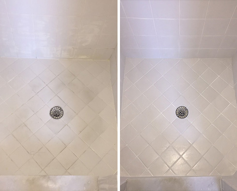 Shower Before and After a Grout Cleaning in Bradenton, FL 