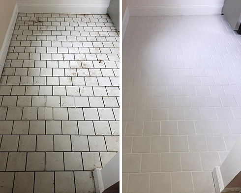 Living Room Floor Before and After a Service from Our Tile and Grout Cleaners in North Port