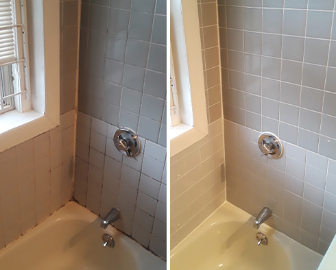 Tile Shower Before and After Our Caulking Services in North Port