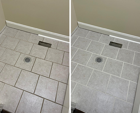 Kitchen Floor Before and After a Service from Our Tile and Grout Cleaners in Sarasota