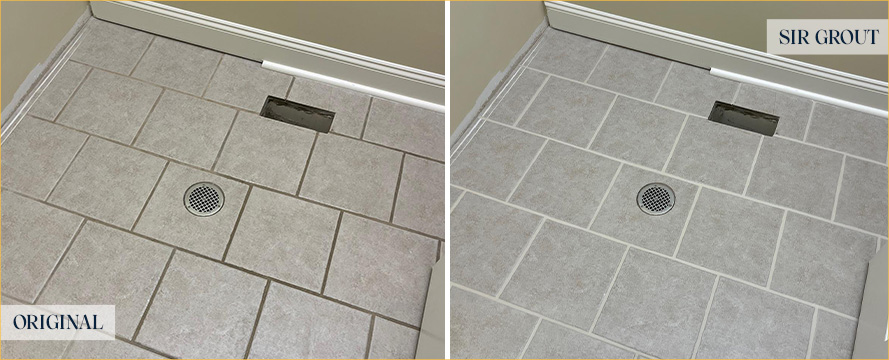 Kitchen Floor Before and After a Service from Our Tile and Grout Cleaners in Sarasota