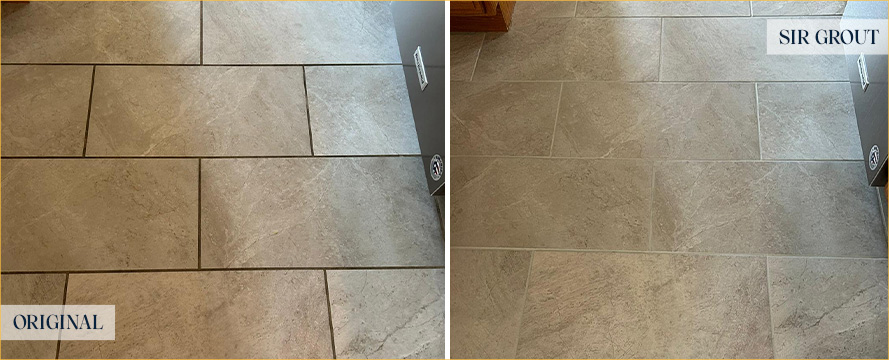 Floor Before and After a Service from Our Tile and Grout Cleaners in Lakewood Ranch