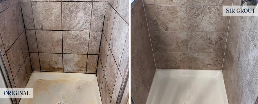 Shower Stall Before and After a Tile Sealing in Palmetto, FL
