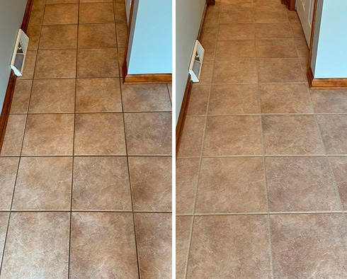 Floor Before and After a Tile Sealing in Longboat Key, FL 