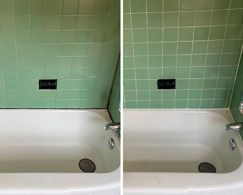 Tile Shower Before and After Our Caulking Services in Palmetto