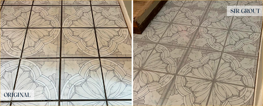 Floor Before and After an Excellent Grout Recoloring in Palmetto, FL