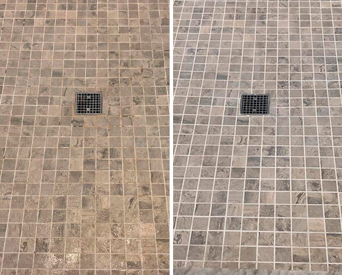 Shower Before and After a Grout Cleaning in Lakewood Ranch, FL
