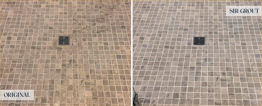 Shower Before and After an Excellent Grout Cleaning in Lakewood Ranch, FL