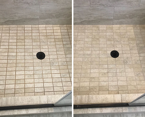 Tile Shower Before and After a Grout Sealing in Sarasota