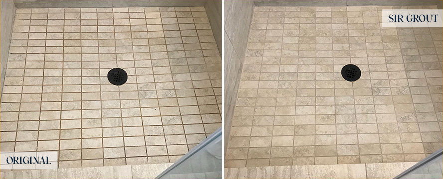 Tile Shower Before and After a Grout Sealing in Sarasota