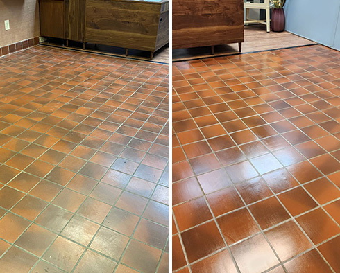 Terracotta Floor Before and After Our Tile Cleaning in Palmetto