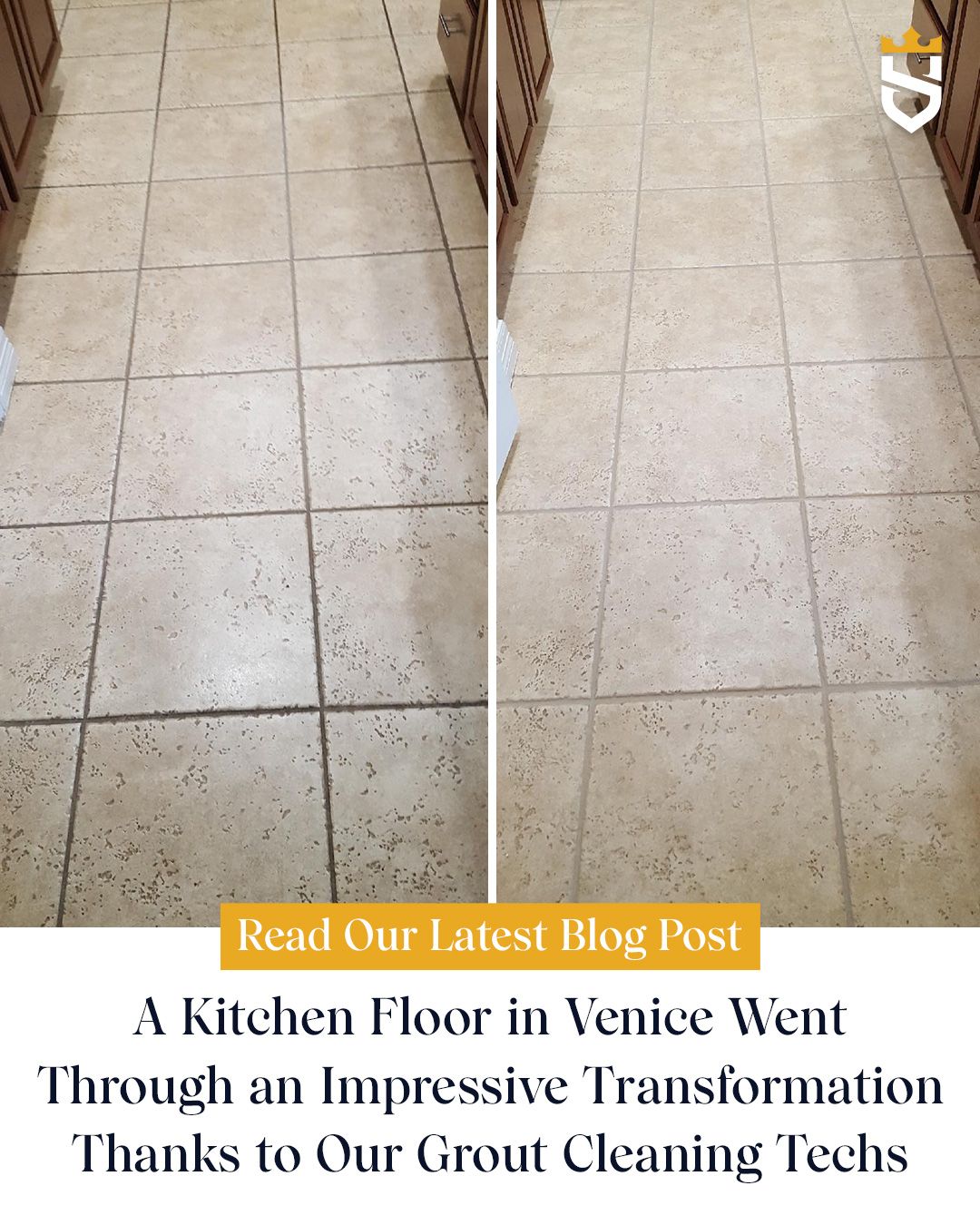 A Kitchen Floor in Venice Went Through an Impressive Transformation Thanks to Our Grout Cleaning Techs